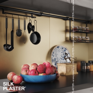 Проект кухни-гостиной с жидкими обоями SILK PLASTER коллекции Provence