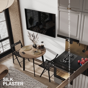 Дизайн-проект обеденной зоны с шелковыми обоями SILK PLASTER Art Design