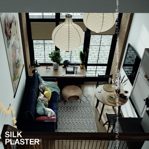 Дизайн-интерьер гостиной с жидкими обоями SILK PLASTER