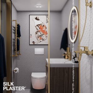 Дизайн-интерьер санузла с декоративной штукатуркой SILK PLASTER коллекция Mixart