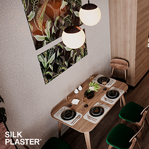 Дизайн-проект обеденной зоны с шёлковыми обоями SILK PLASTER