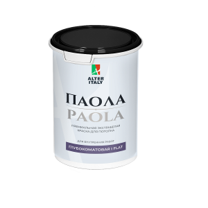 Краска AlterItaly PAOLA (ПАОЛА) для потолка, глубокоматовая / FLAT, белая, объем 0.9, 4.5 и 9 л