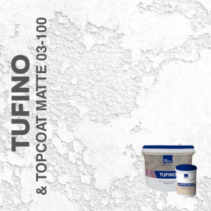 Декоративная штукатурка AlterItaly TUFINO Naturale с эффектом травертина & Topcoat MATTE, комплект 15 кг + 2 л