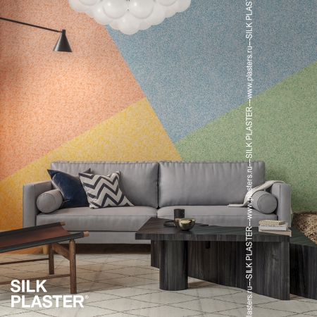 Жидкие обои SILK PLASTER в дизайне гостиной 2021/22