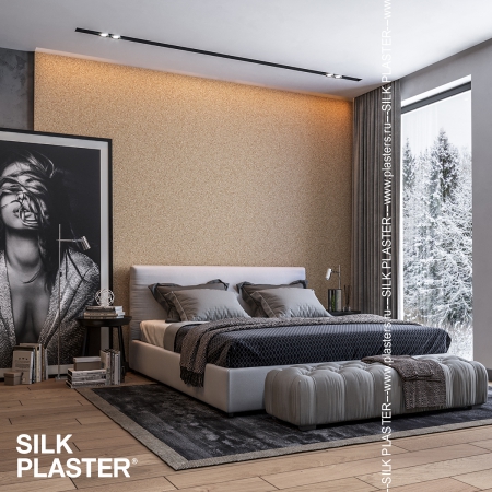 Жидкие обои SILK PLASTER коллекции East в интерьере новостройки