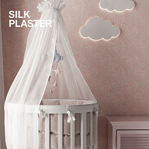 Жидкие обои SILK PLASTER розового цвета в интерьере детской комнаты