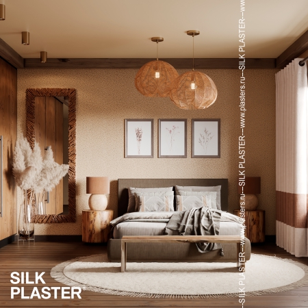 Деревянные декоративные балки в сочетении с материалами SILK PLASTER Victoria du Monde La Loire 205