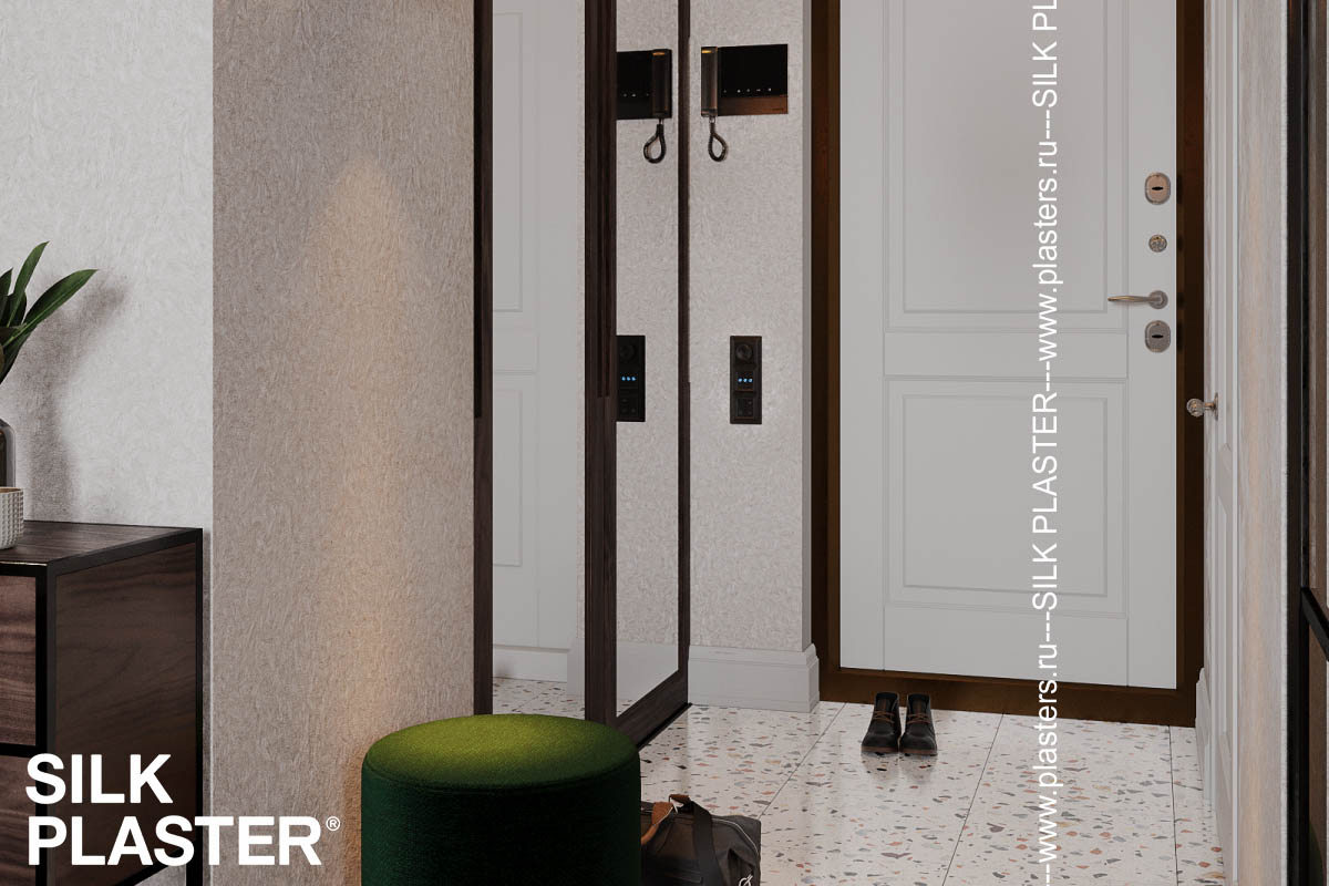 Шелковые обои SILK PLASTER Art Design для отделки стен в коридоре