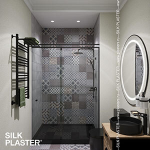 Дизайн-проект ванной с декоративной штукатуркой SILK PLASTER Mixart