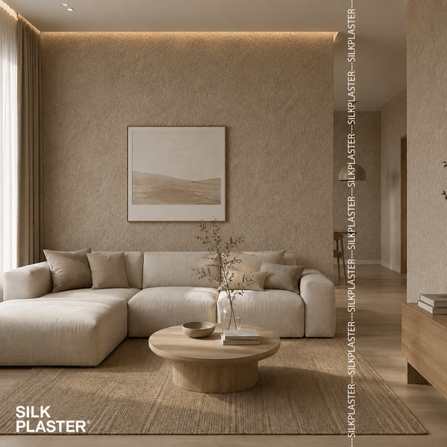 Жидкие обои Silk Plaster Silk Plaster Рекот 3 (Recoat 3), оттенок 169 - фото в интерьере