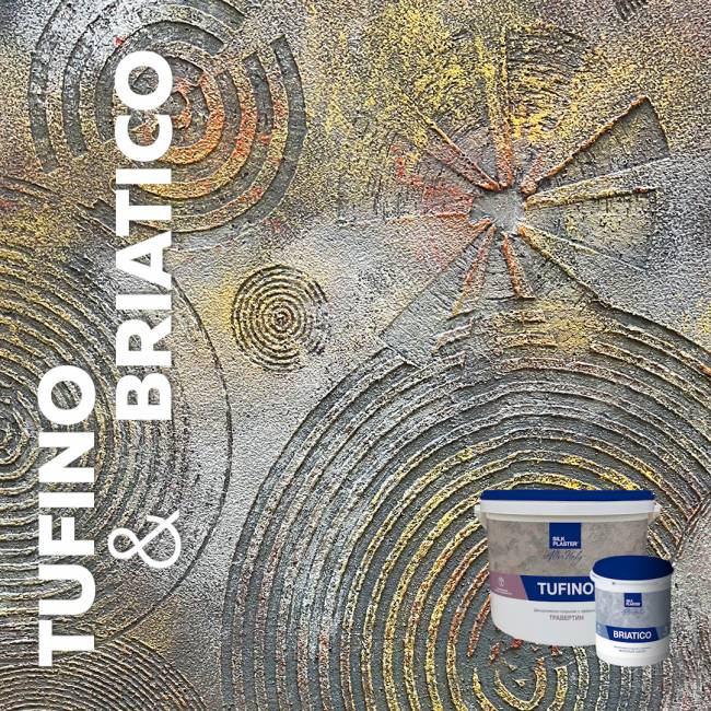 Декоративная штукатурка AlterItaly ТУФИНО (TUFINO) Naturale с эффектом травертина & Topcoat MATTE, комплект 15 кг + 2 л