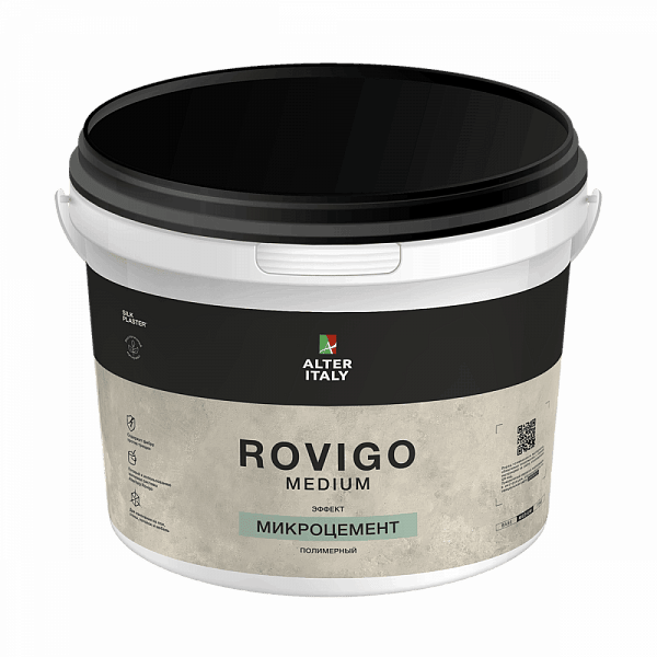 Декоративное покрытие AlterItaly РОВИГО Средний (ROVIGO Medium) с эффектом Микроцемент, 15 кг