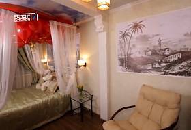 Интерьер спальни-гостиной для молодой семьи с жидкими обоями SILK PLASTER EcoDecor и Premium
