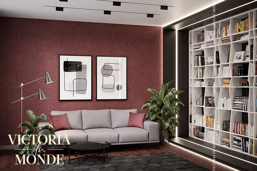 Шелковая штукатурка Victoria du Monde Луара (La Loire) в интерьере: гостиная