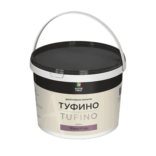 Декоративная штукатурка AlterItaly ТУФИНО (TUFINO) Naturale с эффектом травертина & Topcoat MATTE, комплект 15 кг + 2 л