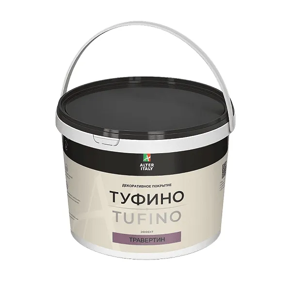 Декоративная штукатурка ТУФИНО (TUFINO) Naturale с эффектом травертина, цвет белый / под колеровку, 15 кг